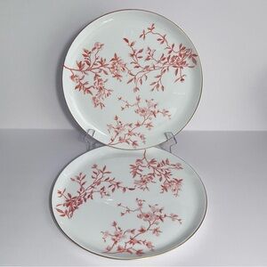 Rare Antique DERBY CROWN PORCELAIN Dinner Plates / HAWTHORN PATTERN / 9.25 Inch